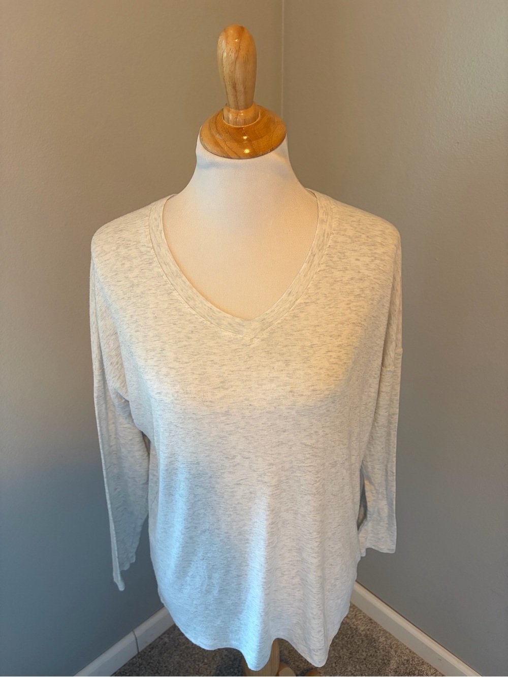 CAbi Heather Gray Double V-Neck Long Sleeve Tee #5066